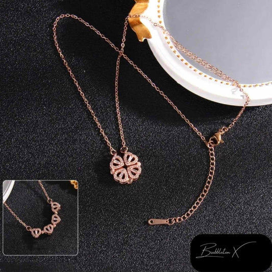 Anti tarnish Rose gold 4 heart necklace