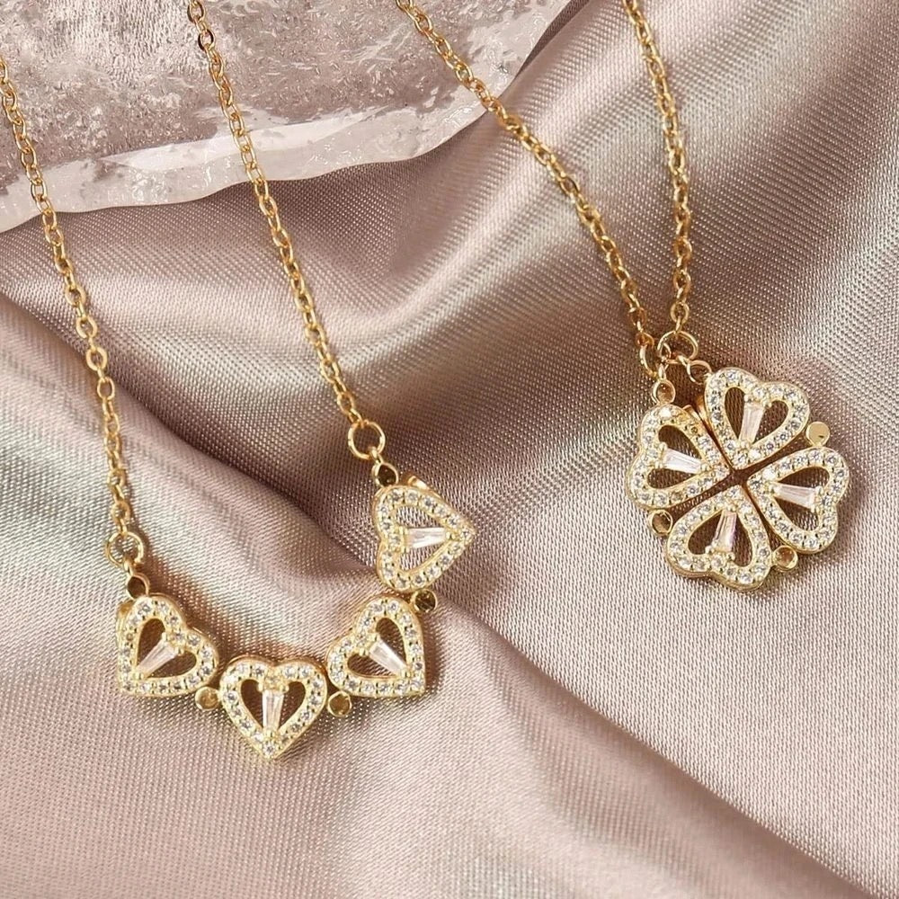 Gold 4 heart necklace