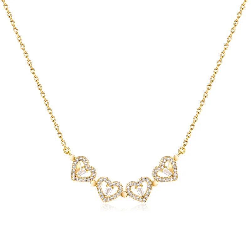 Gold 4 heart necklace