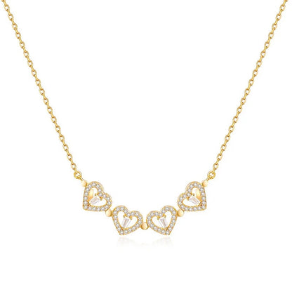 Gold 4 heart necklace