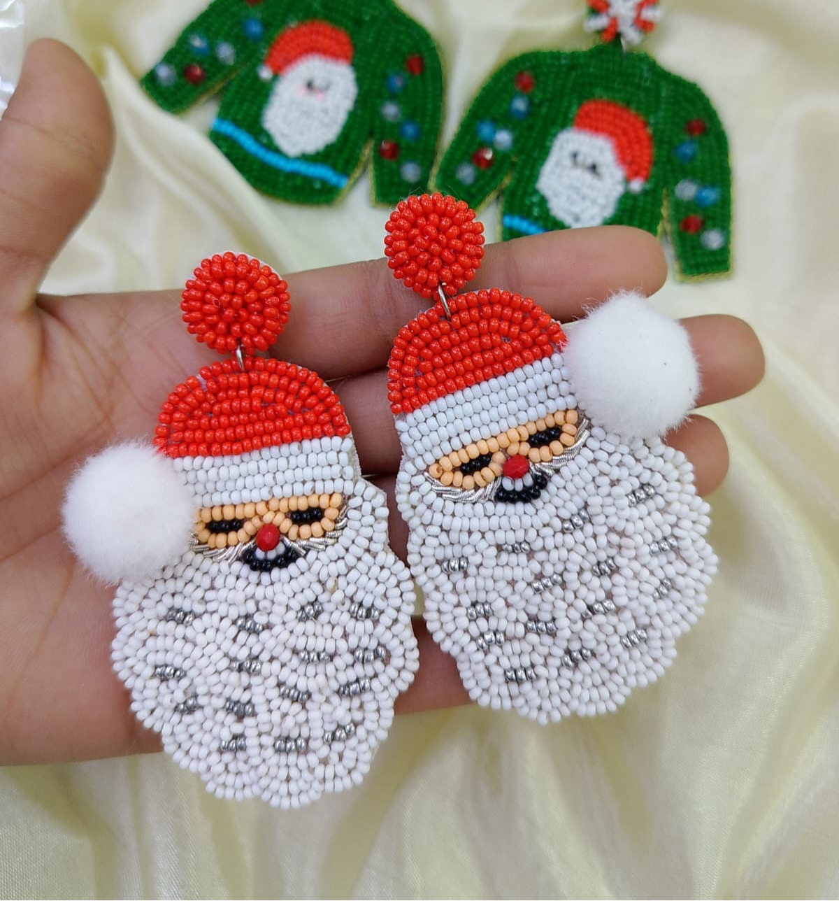 Handmade beaded santa claus