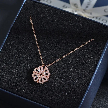 Anti tarnish Rose gold 4 heart necklace