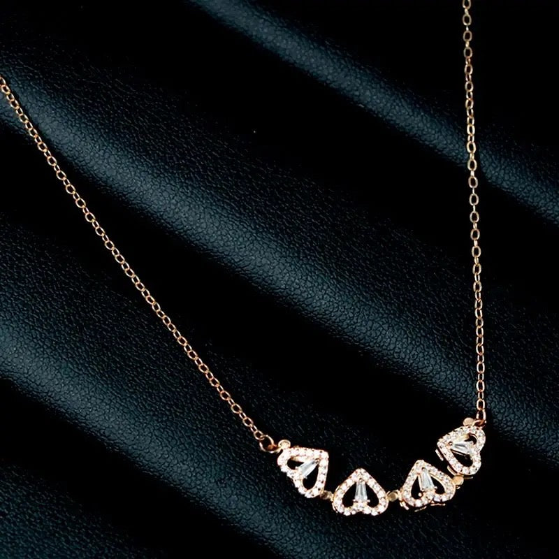 Gold 4 heart necklace